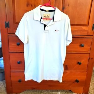 Mens Hollister White Polo. Large